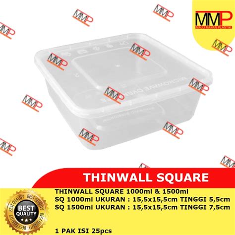 Jual 25 Pcs Thinwall 1000 Ml Dan 1500 Ml Kotak Square Container Box