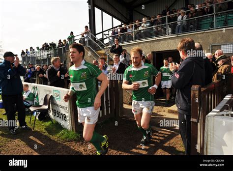 Players Enter The Pitch To A Rugby Game Wharfedale Rugby Union