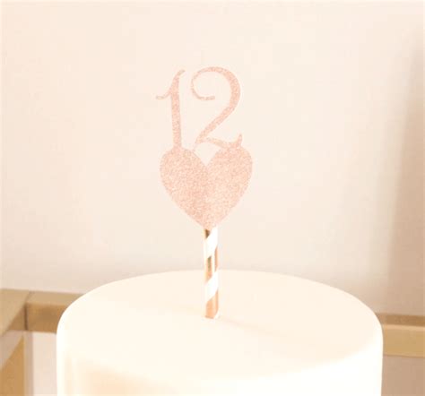 Rose Gold 12th Birthday Cake Topper Enfete Birthday Party Decor