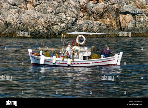 Traditional Greek Fishing Boat Stock Photo Alamy