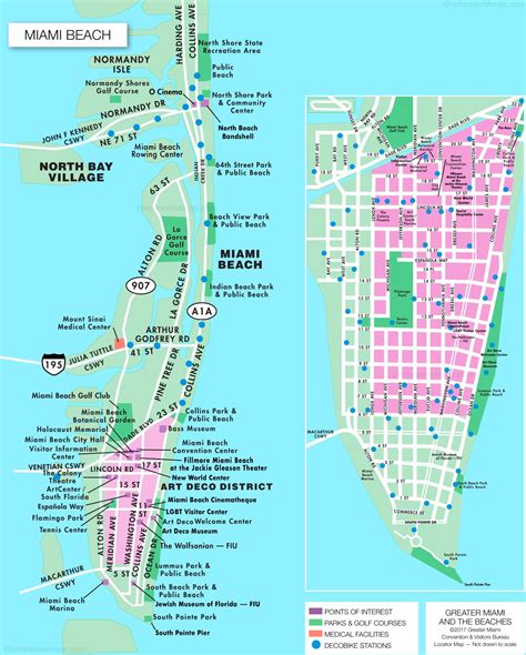 map  miami beach attractions beach map