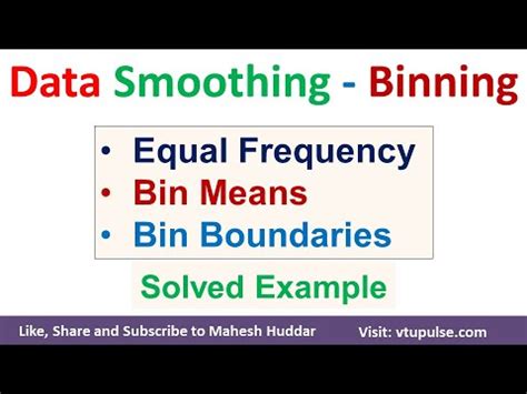 Data Smoothing Methods Equal Frequency Bin Bin Mean Bin Boundary