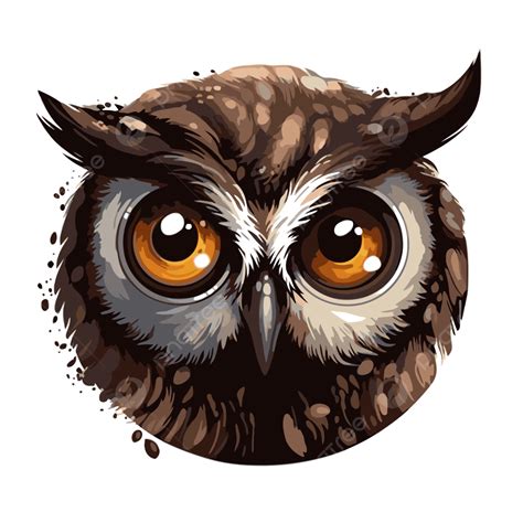 Owl Eyes Vector, Sticker Clipart Drawing Owl Character Illustration ...