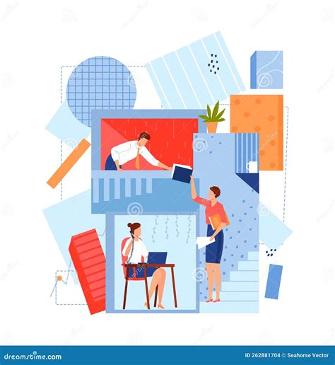 Build Construction Cartoon Constructor For Flat Man Woman Person
