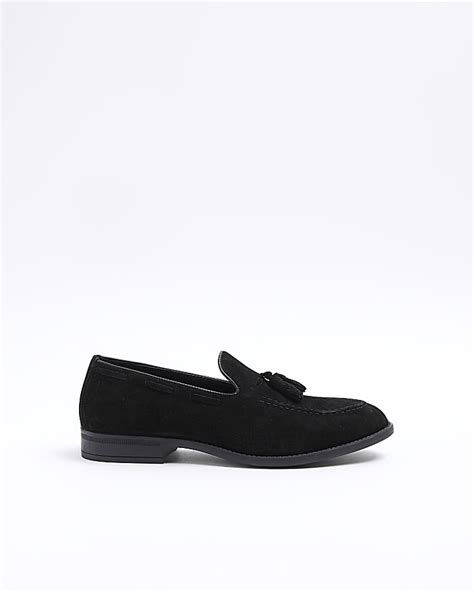 Black Suede Tassel Loafers River Island