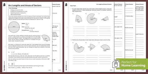Arc Lengths And Area Of A Sector Worksheet Beyond