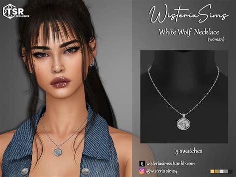 Wisteriasims White Wolf Necklace Sims Adult Wolf Necklace Sims