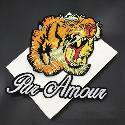 5Pcs High Quality Large Tiger Head Embroidered Patch English Letter