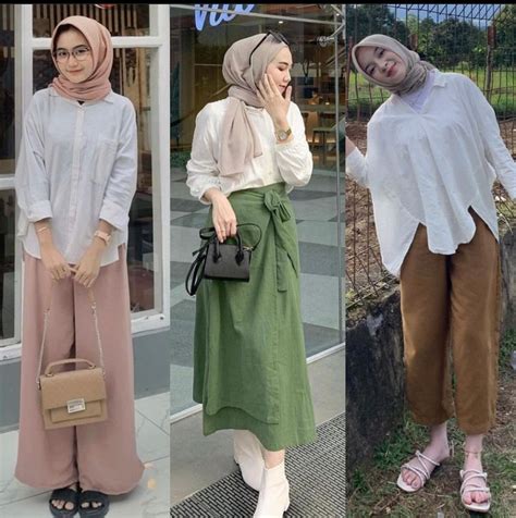 OOTD Kemeja Putih Perempuan Hijab Simple Dan Kece