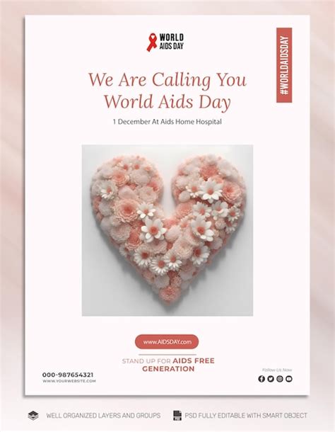 Psd Template Flyer Postagem Nas Redes Sociais Do Dia Mundial Da Aids