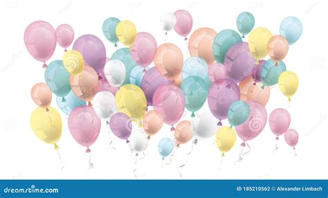 Pastel Colored Balloons White Background Stock Vector Illustration Of