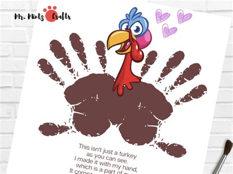 Turkey Handprint Art With Poem Thanksgiving Handprint Card Teaching