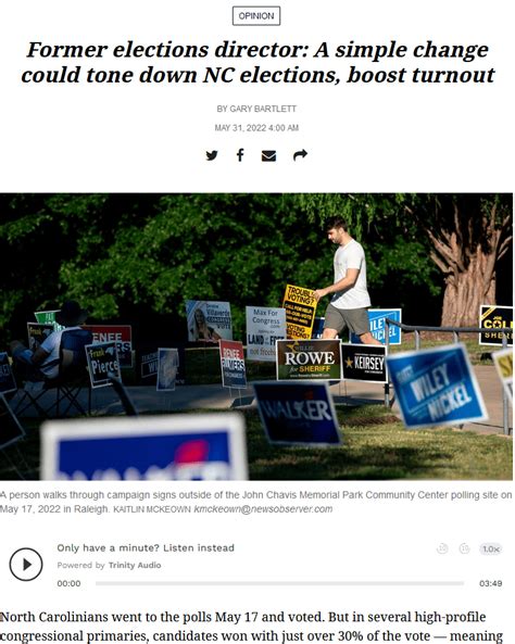 Gary Bartlett Op Ed In The Charlotte Observer Ranked Choice Voting