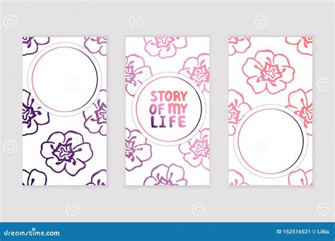 Set Of Social Media Stories Templates With Floral Background Stock