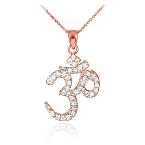 14k Rose Gold Om Diamond Pendant Necklace