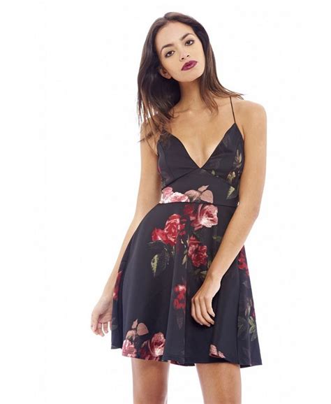 Ax Paris Printed Strappy Skater Dress Macys