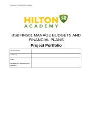 Bsbfin Project Portfolio Docx Attachment Project Portfolio