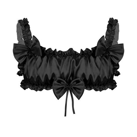 Soutien gorge Homme Sissy Lingerie Dentelle Sexy Satin Bra Élastique Bretelle Debardeur M XXL