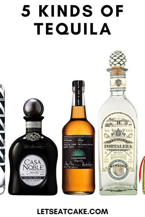 Five Different Types Of Tequila Bottles With The Words 5 Kinds Of Tequila