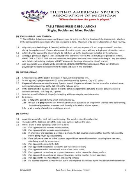 Table Tennis Rules Doubles | Bruin Blog