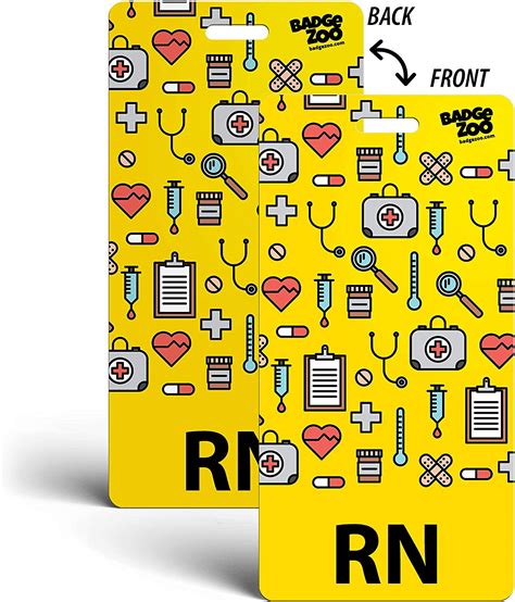 Rn Badge Buddy Yellow With Medical Icons Vertical