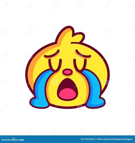 Vector Emoji Cute Loudly Crying Face Illustration Isolated Stock Vector Illustration Of