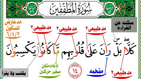 إستخراج أحكام التجويد سورة المطففين جزء عم من الأيه ١٤ إلى الأيه