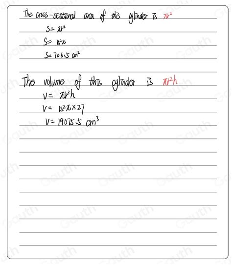 Solved Calculate The Cross Sectional Area Of This Cylinder B