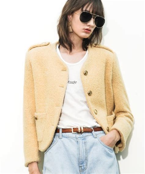 MUSINSA公式 UNTAGE Wool blend bouclé tweed jacket Yellow WOMAN UTO FB13