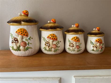 Vtg Merry Mushroom Canister Set Of 4 Sears Roebuck And Co Etsy