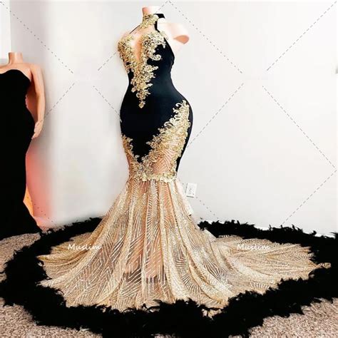 Prom Dresses Luxury Gowns Black Girl Mermaid Prom Dress Black