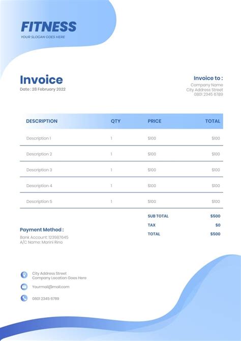 Free Personal Trainer Invoice Templates I Wepik