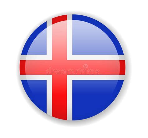 Bandera De Islandia Icono Brillante Redondo En Un Fondo Blanco Stock De