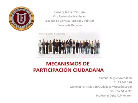 Mecanismo De Participaci N Ciudadana Ppt