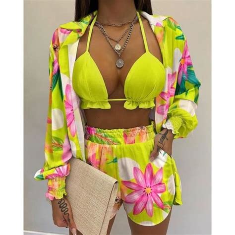 Bikini swimsuit Maillot de bain imprimé Floral pour ensemble FRGG4