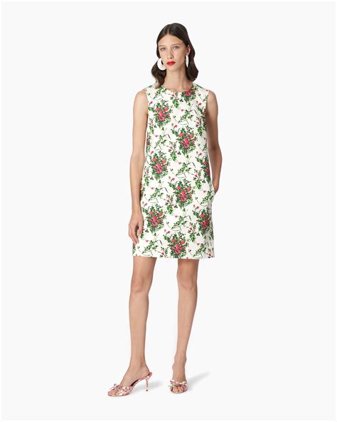 Rose Print Shift Dress Ready To Wear Carolina Herrera