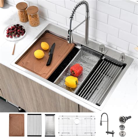 Boomhoze Inch Drop In Waterfall Kitchen Sink X Topmount Drop In