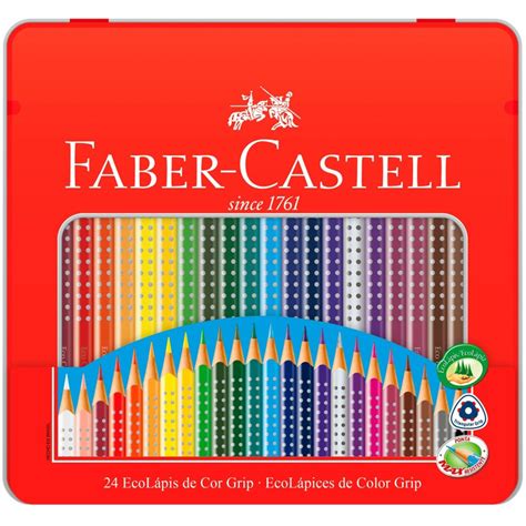 Lápis de Cor 24 cores triangular 121024LTN Faber castell LT 24 UN