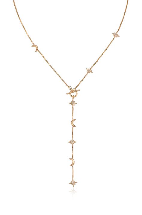 Delicate Celestial 18k Gold Plated Lariat Necklace Ettika