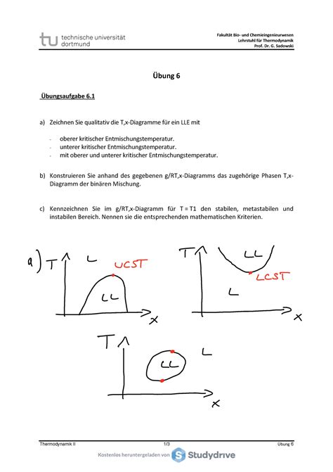 Thermo Bung Fakult T Bio Und Chemieingenieurwesen Lehrstuhl F R