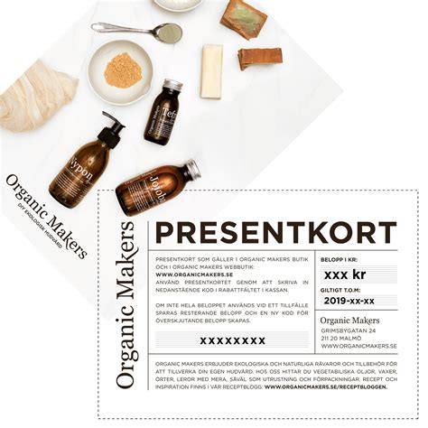 Presentkort För Diy Hudvård Organic Makers