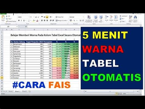 Cara Memberi Warna Otomatis Pada Tabel Excel Youtube