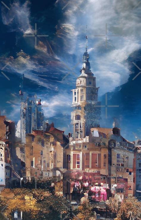 "Town landscape painting " by CalliopeCr | Redbubble