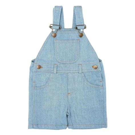 Dotty Dungarees Pale Denim Overall Shorts Macaroni Kids