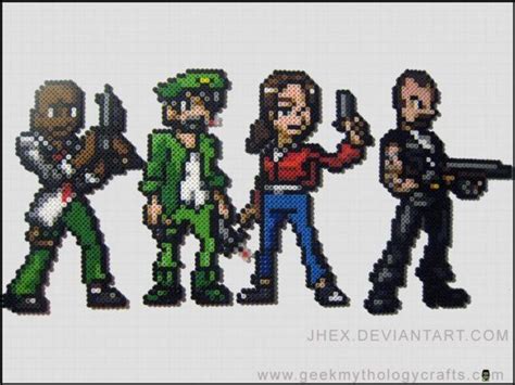 Left 4 Dead Survivors Custom Perler Bead Sprites Geekmythologycrafts Pixels And Sprites