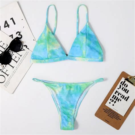 Sexy Tie Dye Bikini Swimsuit Women Micro Swimwear Female Mini Thong