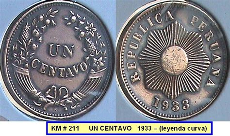 Numismatica Del Peru Monedas Peruanas Peruvian Coins Un Centavo