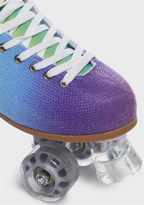 Lace Up Roller Skates - Rainbow Rhinestone – Dolls Kill