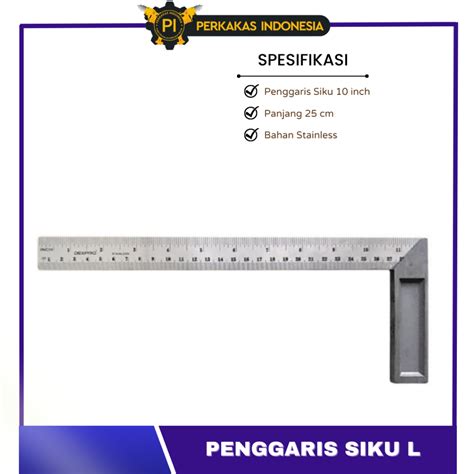 Jual Penggaris Siku L Inch Garisan Meter Tukang Sudut Cm Bahan