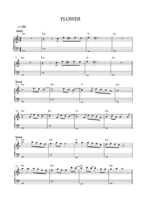 Jisoo Flower Easy Piano Sheet Partitura By Pianella Piano